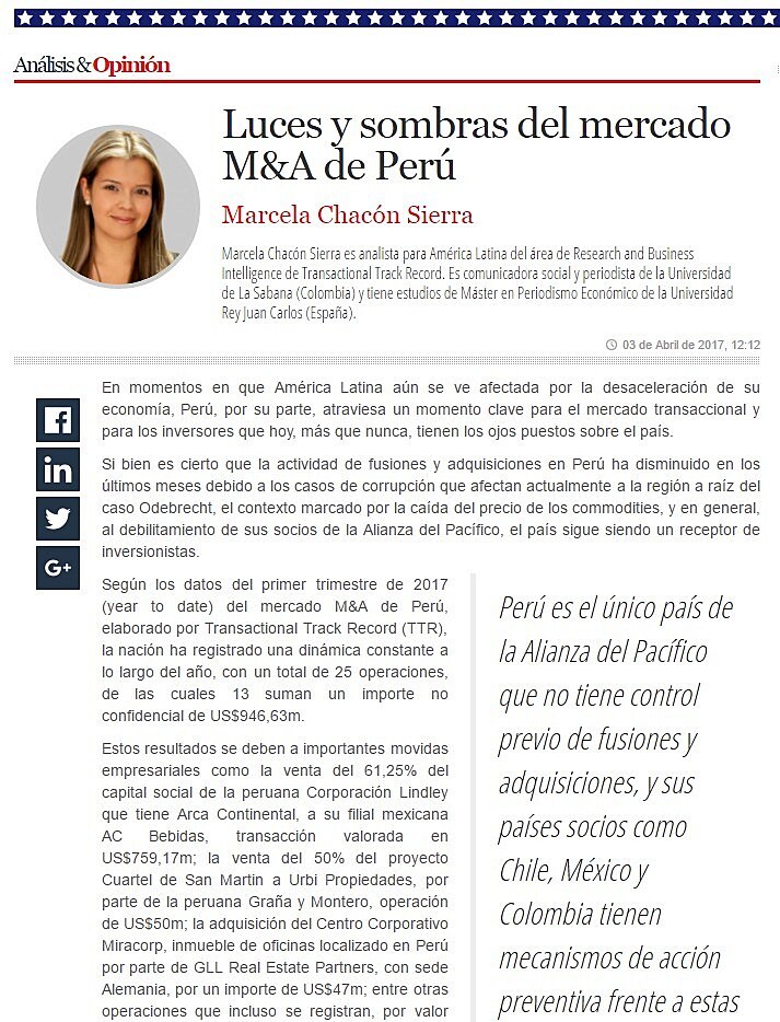 Luces y sombras del mercado M&A de Per